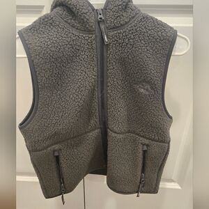 Gray Fleece Vest with Zipper Pockets Amd Hoodie